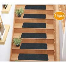 防滑楼梯垫，室内自粘式踏步垫，四季通用家居装饰楼梯垫，冬季保暖防滑楼梯垫，可选1/7/15片装，适用于室内木质台阶，可水洗重复使用，是儿童、老人和宠物的理想之选，防止宠物和老人滑倒，装饰性楼梯垫 - 彩色 - 查看 18