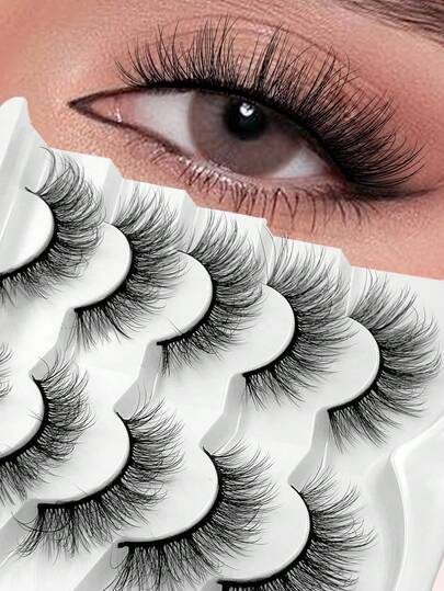 5 pares de pestañas postizas de visón falso lujosas y esponjosas, voluminosas y dramáticas, reutilizables, suaves y cómodas, marca ENCHUW