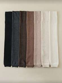 1/2/3/4 双装女士纯色加长过膝保暖腿套，加厚保暖过膝腿套，适合秋冬季穿着