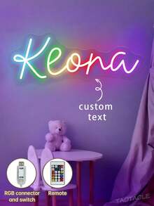 Đèn neon RGB khắc tên theo yêu cầu, đèn neon cầu vồng nhiều màu sắc cá nhân hóa, đèn neon trang trí tường tùy chỉnh, quà tặng tùy chỉnh - Đèn trang trí Halloween, tiệc nhập vai, trang trí phòng, trang trí phòng ngủ, quà tặng sinh nhật, phòng chơi game, đèn neon khắc tên cửa hàng tại nhà - Nhiều màu - Xem 3