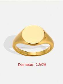 1PC Minimalist Round Signet Rings For Women Men Stainless Steel Gold Plated Ring Couple Family Ring Jewelry Mother's Day Gift, Father's Day Gift - 1 - View 12