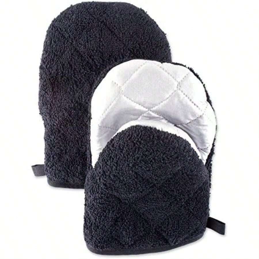 DII Everyday Kitchen Basic Juego de 3 aislantes de calor para sartén, de toalla, 100% algodón, apto para lavar en lavadora, para uso diario en la cocina, negro(Short Mitt Negro) - Multicolor - Ver 1