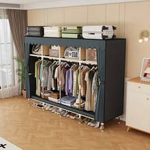 A Large-Capacity Dustproof Simple Wardrobe With 6 Storage Spaces, Suitable For Families, Bedrooms, Rental Houses, International Students, And Various Storage Scenarios. - 灰色 - 查看 2