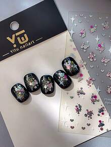 1张星光果冻多巴胺亮片美甲贴纸，甜美闪亮爱心装饰贴纸 - 彩色 - 查看 8