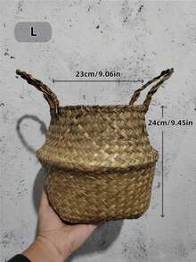 زانية شعرية مُنسوجة يدويًا كبيرة الحجم مع شرابات بيضاء ، سلة تخزين من البحر الطبيعية قابلة للطي ، متعددة الأغراض ، سلة لأصص الزهور والنباتات ، خزان زراعي ، وعاء نباتات من الحشيش المنسوج ، ديكور سطح المنضدة والنافذة والأرضيات للداخل والخارج - كاكي - مشاهدة 5