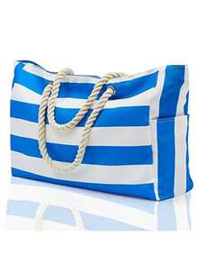 Túi Tote Đi Biển Chống Thấm Nước Họa Tiết Ngẫu Nhiên, Túi Đi Biển Khóa Kéo Lớn, Túi Bơi Chống Cát Cho Nữ - xanh quân đội - Xem 8