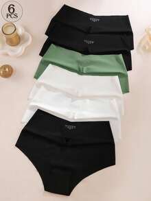 Aofeiqike 6 件高腰加大码女式三角裤，性感无缝透气冰丝内裤，舒适柔软低腰内裤 - 彩色 - 查看 15