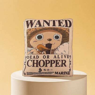 Miniso One Piece Classic Wanted Poster 16-Inch Pillow, Cartoon Anime Characters Chopper,Linen Cotton Material, Skin-Friendly, Sofa Bedroom Cushion For Home, Multifunctional Decorative Pillow For Stress Relief(1 PC)