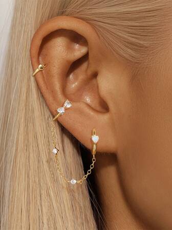 EleRunis 2 piezas Pendientes de plata de ley 925 con corazón de ópalo clásico para perforación del hélix, joyería fina para uso diario, boda, fiesta, compromiso, aniversario y Día de San Valentín