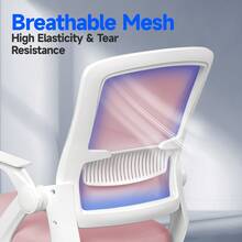 GartistGo Swivel Computer Chair With 90° Flip-Up Armrest & Lumbar Support For Home & Office - Pink - View 9