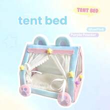 【仅含娃娃帐篷床】创意可爱动物娃娃床 10厘米/17厘米，适用于Labobo毛绒娃娃、拍照、露营、迷你娃娃屋帐篷桌面装饰 - 彩色 - 查看 16