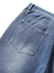 Quần jeans nam dáng rộng, thoải mái, thích hợp mặc hàng ngày đi làm, có túi và cúc. - Rửa tối - Xem 4