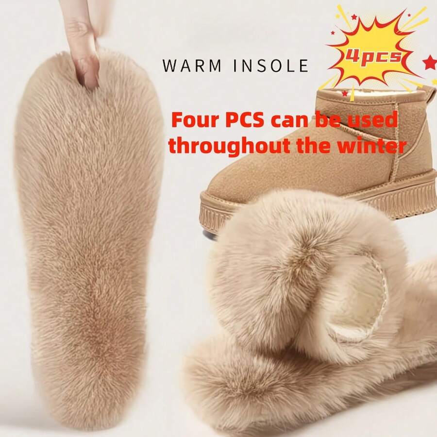 2 Pairs Super Thick Warm Winter Snow Boot Insoles - Soft Wool Fleece With Plush Lining, Extremely Cozy And Warm, Hand Washable, Ideal For Cold Weather And Extreme Temperatures | Fluffy Insole Design | Toasty Warmth