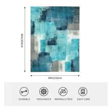 LOKMU Throw Blanket, Teal And Grey Abstract Art Ultra-Soft Cozy Flannel Blankets, Fuzzy Plush Lightweight Modern Blanket For Couch Sofa Bedding Home Decor, 80" L X 60" W. Wrap Yourself In The World's Gentlest Embrace-A Blanket Perfect For Every Season. Warmth That Lasts Longer Than A Hug. Your Go-To Companion For Binge-Watching On The Couch. Your Office Nap Buddy. - Nhiều màu - Xem 4