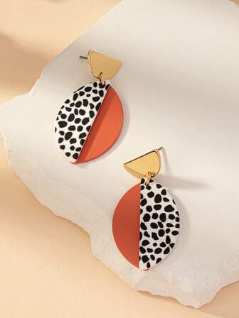 1 Pair Leopard Print Earrings For Women, Suitable For Daily Wear