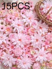 15件套人造花头套装，小雏菊玫瑰花头，毕业帽装饰，婚礼新娘派对家居装饰，情人节及特殊场合的完美之选，婚礼装饰：优雅的花卉组合，花卉装饰，人造装饰花，家居装饰花 - 彩色 - 查看 10