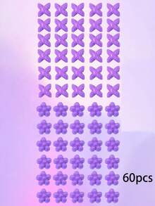 60 件粉色、紫色和紫红色辫子珠 - 耐用亚克力花朵发饰，适合女孩、派对、日常发型 - 易于使用且持久，辫子、马尾辫装饰，光泽表面，光滑质地，时尚爱好者 - 彩色 - 查看 6