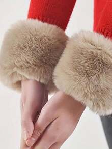 Guantes de mujer con medio dedo, tejidos a mano, con bordado floral, de estilo retro, gruesos y esponjosos, para otoño/invierno