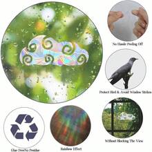 54 pegatinas para ventana de nube arcoris que evitan que los pjaros golpeen ventanas, 4 hojas de calcomanas para ventanas anticolisiones, pegatinas para atrapasoles arcoris, no requiere pegamento, - Pegatinas redondas - Ver 4