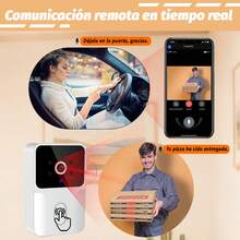 Timbre con video inalámbrico con batería recargable de 400 mAh, 480p, visión nocturna, audio bidireccional, captura de movimiento y cambiador de voz. - Blanco - Ver 3
