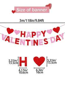 Biểu ngữ trang trí tiệc ngày lễ tình nhân lấp lánh cho gia đình, vật dụng trang trí tiệc ngày lễ tình nhân trong nhà - hồng và đỏ - Xem 3