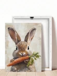 1pc Easter Bunny Print Cute Easter Rabbit Floral Spring Easter Bunny And Carrot Kids Room Wall Decor Easter Printable Vintage Decoration Rabbit Art, Bedroom Decor, Living Room Decor, Wall Art, Home Decor, Room Decor, Canvas Wall Art, Poster, Framed Wall Art, Frame Optional - Multicolor - View 20