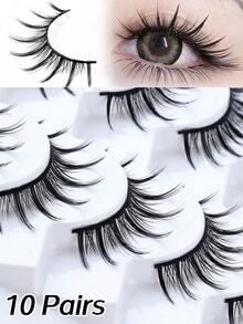 CMAYOME 10pcs/Set 4-14mm Natural Transparent Cross-Shaped Cartoon Style False Eyelashes, Korean/Japanese Style Fake Eyelash Set - Spiky Manga Lashes - View 12