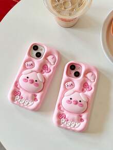 可爱少女粉色3D小猪手机壳，兼容 13、13 Pro、13 Pro Max、14 Pro Max、14 Pro、14；硅胶卡通手机壳，兼容 11、12；也兼容三星Galaxy A51/A53/A54/A55/A12/A13/A15。 - 粉色 - 查看 4