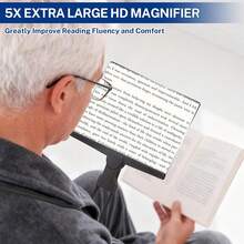 5x Magnifying Magnifier For Hands-Free Reading, Large Full-Page Magnifier, Portable Magnifier For Seniors, Repairs, Sewing, Visual Impairment, Cross-Stitch, Book Lovers - 黑色 - 查看 2