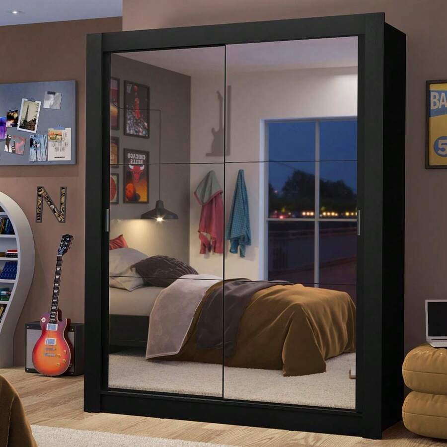 Ropero Closet Madesa 2 Puertas Con Espejos Negro 3 - Negro - Ver 1