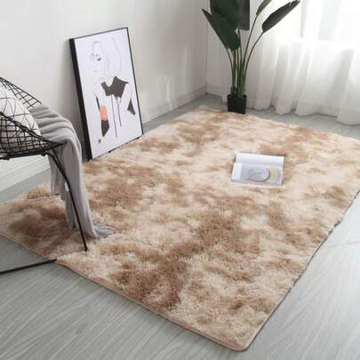Shag Area Rug Tie-Dyed Beige Fluffy Shaggy Fuzzy Lightweight Rug For Living Room Bedroom Cream Soft Plush Furry Bedside Carpet Non-Shedding Indoor Floor Rug
