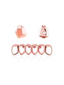 1 Set Glossy Hollow Top & Fully Hollow Bottom Combo Hip Hop Tooth Jewelry For Party, Nightclub Decorations, Unisex Gifts With Detachable Tooth Grips For Adjustment Grills For Teeth,Teeth Gems,Tooth Gems,Grills For Teeth Women,Suitable For Party Dressing Up And Party Supplies, Essential For Party Supplies Dressing Up Braces - Multicolor - View 3