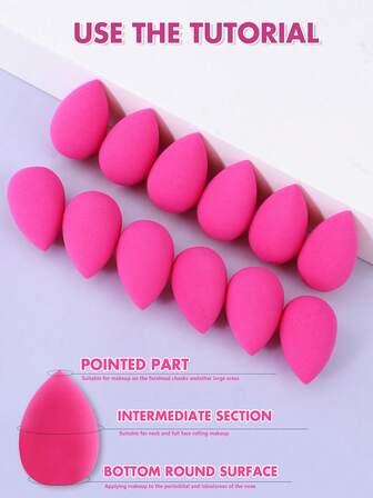 12个OPP袋装迷你粉扑化妆蛋小粉扑化妆海绵喇叭形不可食用粉末柔软化妆蛋干湿两用化妆蛋非乳胶化妆海绵粉扑。