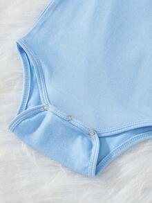 Baby Boys' Casual Slogan Print Short Sleeve Bodysuit, Summer - Blue - View 5