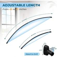 Black Curved Shower Curtain Rod, 48 - 72 Inch Adjustable Shower Rods Bathroom Stainless Steel Rustproof Tension Shower Curtain Rod Need To Dirll - Black - View 7