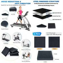 - Tapete resistente para equipo de ejercicio, 4x 4x 0.8 pulgadas, 4 unidades, antideslizante, reduccin de ruido, antivibracin, cinta de correr estacionaria, almohadilla de goma integrada de - 4'' x 4'', 4 piezas - Ver 1