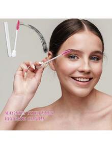 50Pcs Eyelash Brush Tube Disposable Mascara Wands Tube Reusable Lash Spoolies Brush Dust-Proof Cleaner Storage Tubes,Giveaways - Hot Pink - View 5