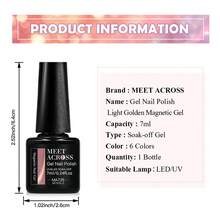 8pcs 7ml Light Gold Cat Eye Gel Nail Polish Set With Magnet Stick, Sparkle Glitter Glass Beads Effect Magnetic Varnish Semi Permanent Soak Off UV LED Gel Varnish Manicure Nail Art DIY For Salon And Home Nail Supplies Nails - Multicolor - View 11