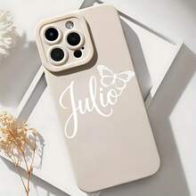 2026 nueva funda de teléfono esmerilada, funda de teléfono con diseño de mariposa y texto Julio para  17 15 Pro Max  17 14 Pro  17 13  Galaxy S23 S22 S21 funda protectora para teléfono regalo de pareja para novio novia regalo de San Valentín cumpleaños - Azul Klein - Ver 6