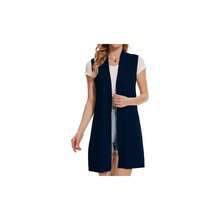 Hermoso crdigan sin mangas para mujer, chaleco largo, chamarra acanalada, chamarra con bolsillos, marino, XX - Large - inicial - Ver 1