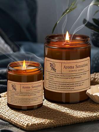 1支琥珀色蜡烛，棕色玻璃杯，家居香氛蜡烛，女士礼物，冬季礼物，舒缓压力蜡烛礼品，冥想瑜伽SPA放松，芳香疗法，适合节日纪念品、家居装饰、仪式祈祷