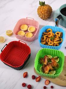 1 pieza Forro de silicona para freidora de aire, Cesta cuadrada para freidora de aire, Tazón de silicona, Bandeja de hornear reutilizable, Accesorios para horno, Herramientas de hornear, Utensilios de cocina, Accesorios de cocina - Multicolor - Ver 8