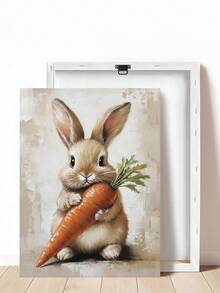 1pc Easter Bunny Print Cute Easter Rabbit Floral Spring Easter Bunny And Carrot Kids Room Wall Decor Easter Printable Vintage Decoration Rabbit Art, Bedroom Decor, Living Room Decor, Wall Art, Home Decor, Room Decor, Canvas Wall Art, Poster, Framed Wall Art, Frame Optional - Multicolor - View 18