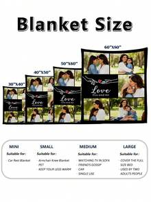 Custom Personalized Photo Flannel Blanket, Customize Your Own Picture Wedding Couple Family Throw Blanket With Any Photo, Soft Flannel Throw Blanket Digital Printing, 280gsm, All-Season Comfort Polyester Blankets Great Gift For Friend, Family, Wedding, Birthday,Warm,Soft,Comfortable,Cozy Personalized Ideal Gifts For Him,Her,Boyfriend,Girlfriend,Dad,Mom,Family,Friends,Pets ,For Anniversaries,Valentine's Day,Mother's Day,Birthdays,Father's Day,Weddings,Graduation,Christmas,Housewarming Sofa,Bed,Car,Bedroom,Living Room,Office,Outdoor Camping,Beach,Wall Decoration - 風格-3 - 查看 4