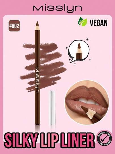  MISSLYN Silky Lip Liner Pencil, Smooth Application, Long-Lasting Color, Precise Outlining, Smudge-Proof, Wooden Pencil Design, Classic Pencil Shape, Soft & Firm Tip, Beginner-Friendly, Available In Lip Colors