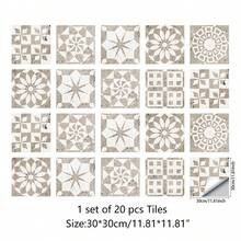 10 件/20 件大理石效果瓷砖贴纸、贴纸、墙贴花、乙烯基贴花用于家居装饰、春季装饰品刷新您的家、拉玛装饰贴纸地砖地板地砖自粘地砖剥离粘贴地板客厅装饰房间装饰厨房厨房装饰 - 彩色 - 查看 12