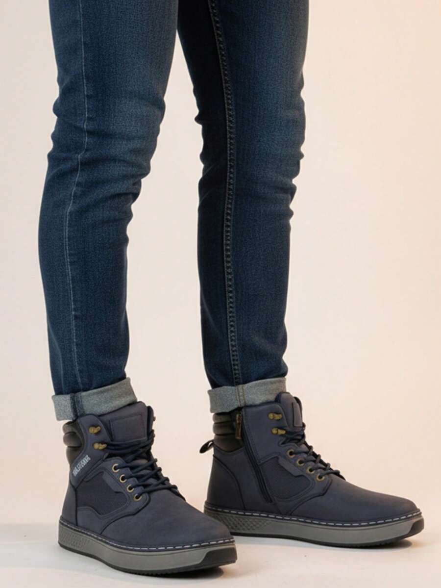 Comfortable Versatile Casual Boot - Navy Blue - View 1