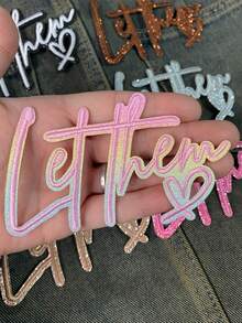 1 Set Of 3/6pcs Let Them English Letter Series Embroidery Patch Cute Fashion Polyester Badge Applique DIY Clothing Iron On Patches Sew Accessory Cloth Stickers Suitable For Backpacks, Jeans, Jackets, T-Shirts, Hats, Dresses, Etc - Multicolor - View 9