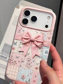 1pc Fashionable Bowknot Graphic Aesthetic Pattern Shockproof Light Pink Liquid Straight Edge TPU Phone Case Compatible With IPhone 16 Pro Max/16/16 Pro/16 Plus/15/15 Pro Max/15 Pro/11/12/13/14 Pro Max/11 Pro/11 Pro Max/12 Pro/12 Pro Max/13 Pro/13 Pro Max/14 Pro/14 Pro Max, Soft Case With Elegant Touch - Multicolor - View 2