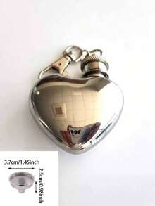 1 件不锈钢银色心形旅行水瓶，钥匙扣可拆卸分配器，非常适合旅行、野餐、餐厅、派对、生日礼物